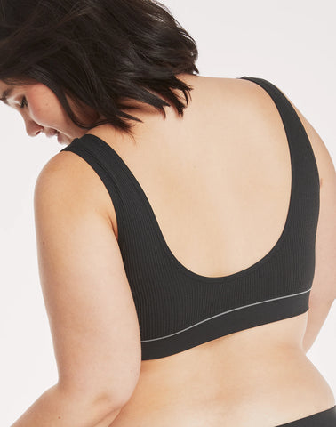 Hanes Originals Women's Seamless Rib Scoop Crop Bralette, ComfortFlex Fit