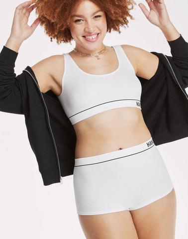 Hanes Originals Women's Seamless Rib Scoop Crop Bralette, ComfortFlex Fit