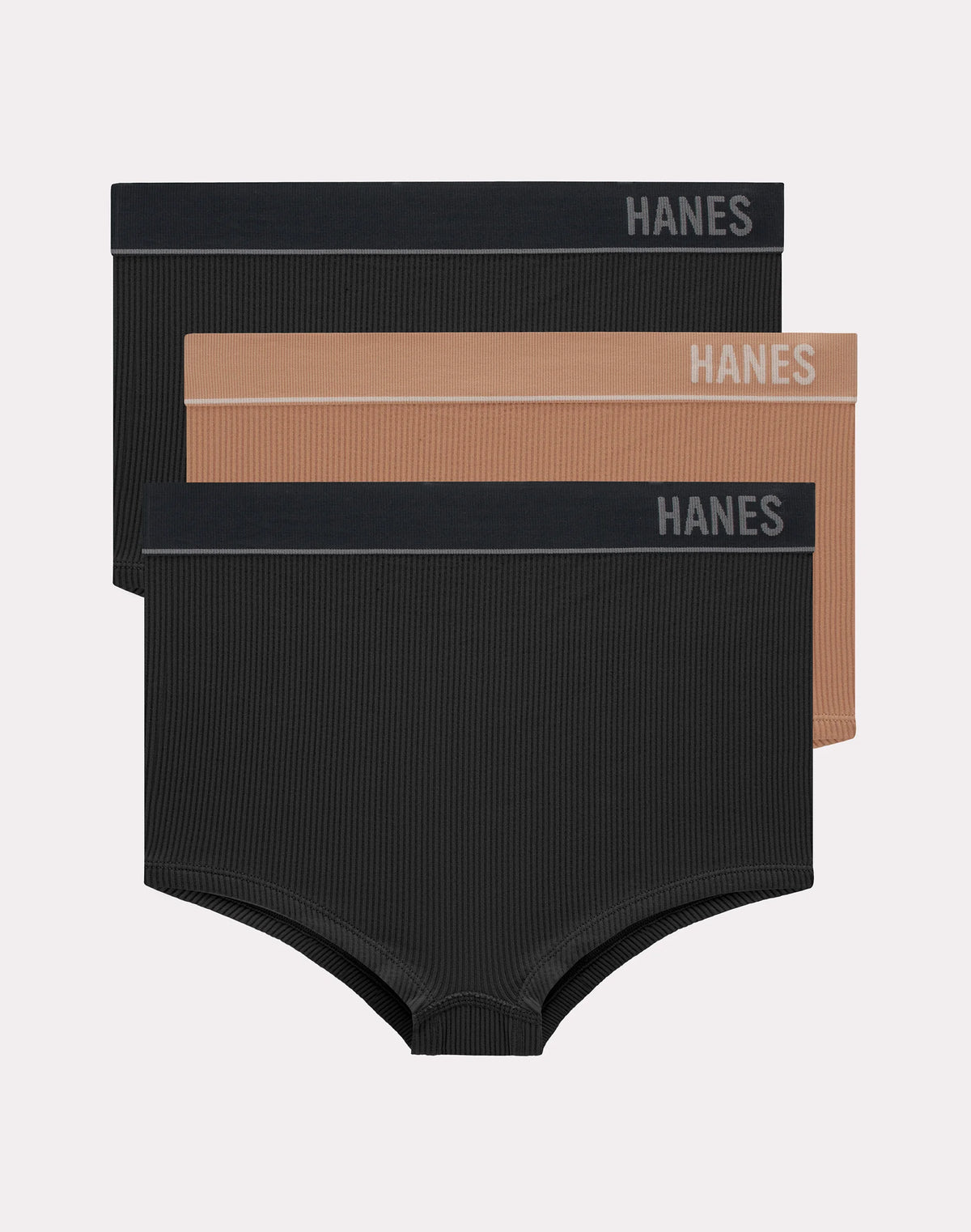 Hanes Originals Women's Underwear Seamless Rib Boyfit Panties, 3-Pack