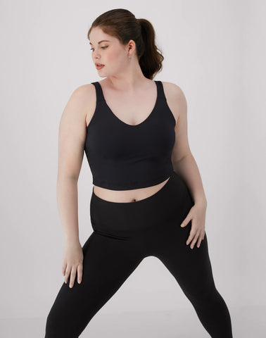 Hanes Moves Women's V-Neck Crop Bralette, Light Support