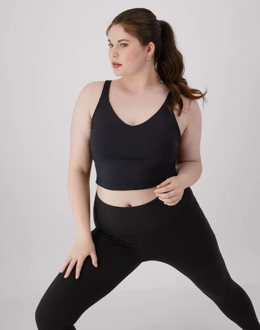 Hanes Moves Women's V-Neck Crop Bralette, Light Support