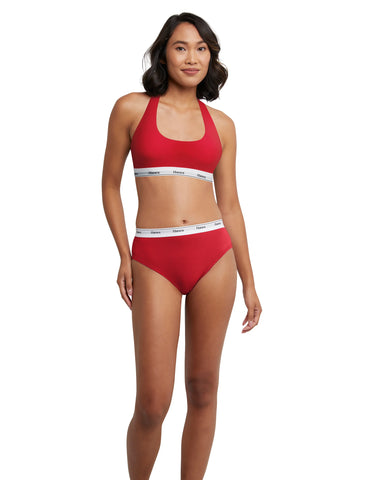 Hanes Originals Racerback Bralette, Breathable Stretch Cotton, 2-Pack
