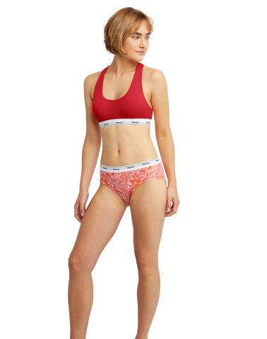 Hanes Originals Racerback Bralette, Breathable Stretch Cotton, 2-Pack