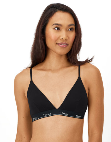 Hanes Originals Women's Triangle Bralette, Breathable Stretch Cotton, 2-Pack