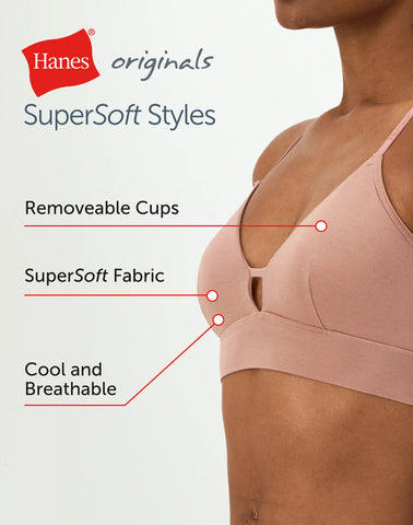 Hanes Originals Women's SuperSoft Longline Triangle Bralette