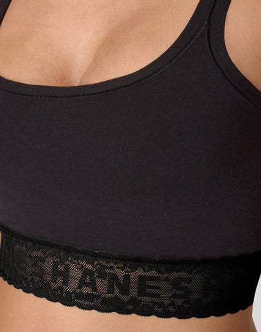 Hanes Originals Women's Bralette, 2-Pack, Stretch-Cotton Lace