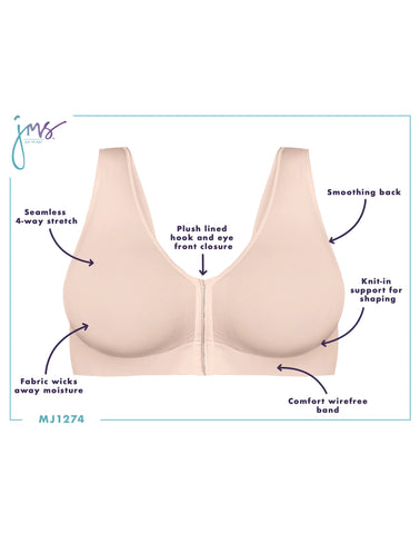 Hanes Just My Size Pure Comfort Front-Close Seamless Bra