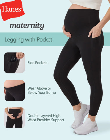 Hanes Maternity Women's Stretch & Recover 7/8 Leggings, 25Inseam