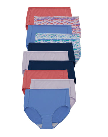 Hanes Women's Brief Underwear, Moisture-Wicking, 10-Pack