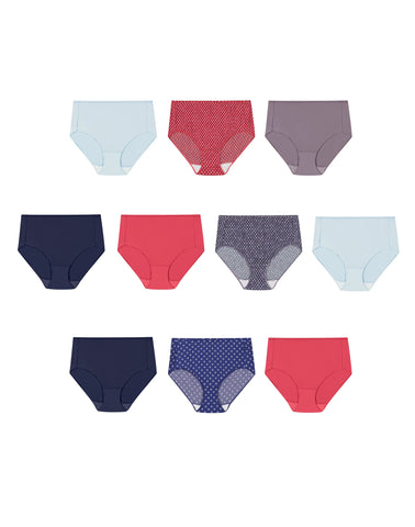 Hanes Women's Brief Underwear, Moisture-Wicking, 10-Pack