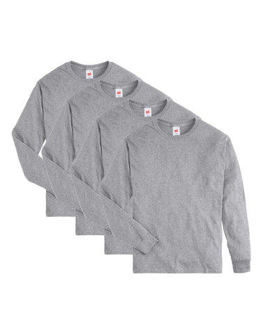 Hanes Essentials Men's Cotton Long Sleeve T-Shirt, Value 4-Pack