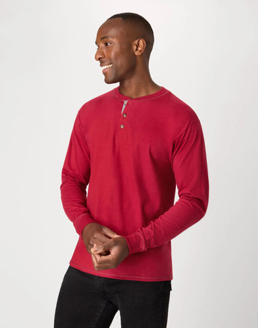 Hanes Beefy-T Men's Long Sleeve Henley