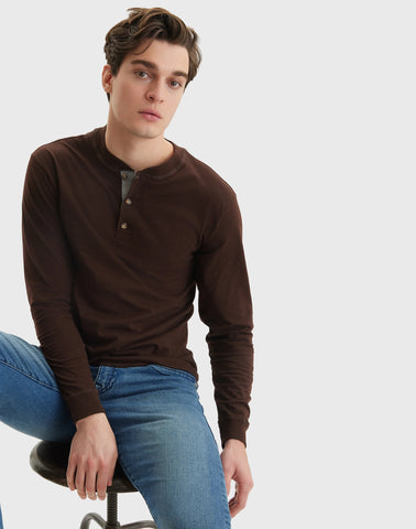 Hanes Beefy-T Men's Long Sleeve Henley