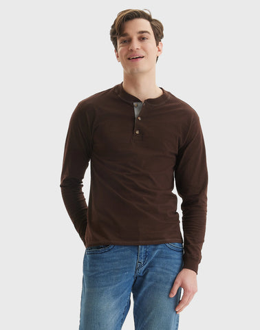 Hanes Beefy-T Men's Long Sleeve Henley