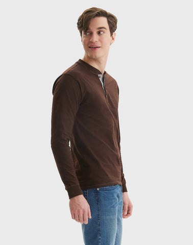Hanes Beefy-T Men's Long Sleeve Henley
