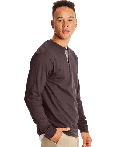 Hanes Beefy-T Men's Long Sleeve Henley