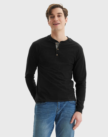 Hanes Beefy-T Men's Long Sleeve Henley