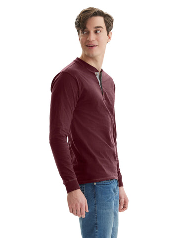 Hanes Beefy-T Men's Long Sleeve Henley