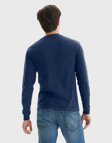 Hanes Beefy-T Men's Long Sleeve Henley