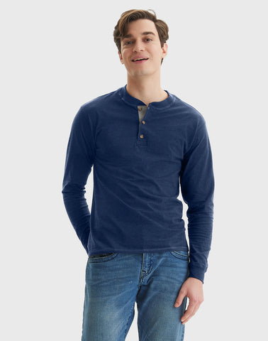 Hanes Beefy-T Men's Long Sleeve Henley