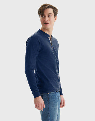 Hanes Beefy-T Men's Long Sleeve Henley