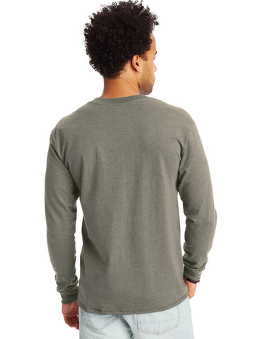 Hanes Beefy-T Men's Long Sleeve Henley
