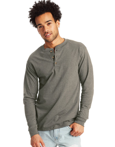 Hanes Beefy-T Men's Long Sleeve Henley