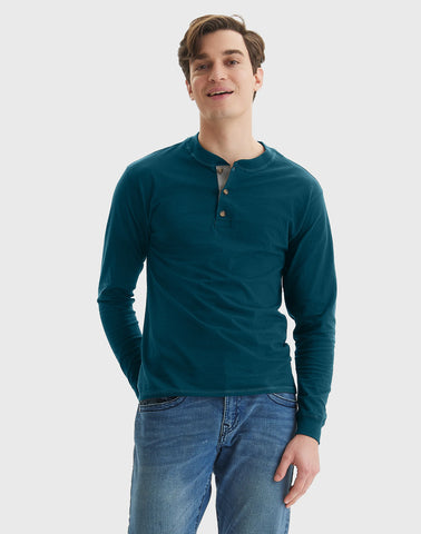 Hanes Beefy-T Men's Long Sleeve Henley