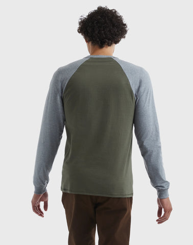 Hanes Beefy-T Men's Long Sleeve Colorblock Henley