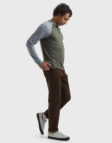 Hanes Beefy-T Men's Long Sleeve Colorblock Henley