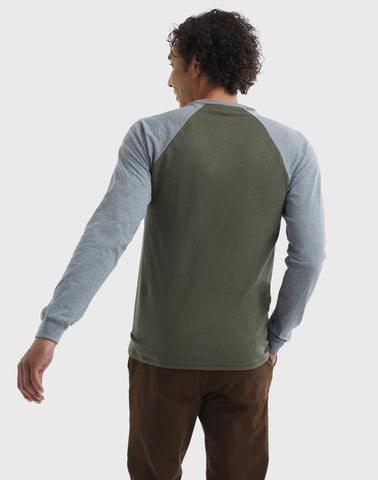 Hanes Beefy-T Men's Long Sleeve Colorblock Henley