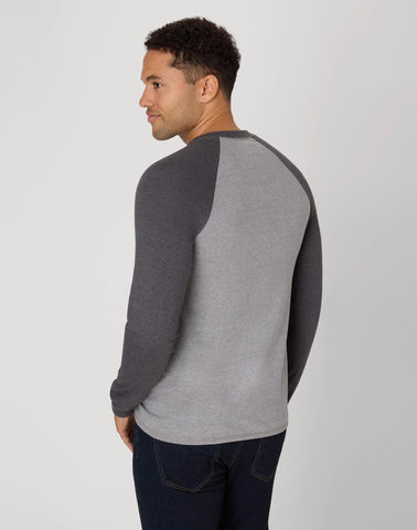 Hanes Beefy-T Men's Long Sleeve Colorblock Henley