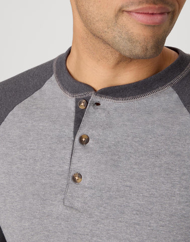 Hanes Beefy-T Men's Long Sleeve Colorblock Henley
