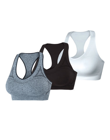 Hanes Sport Women's Seamless Racerback Sports Bra, 3-Pack