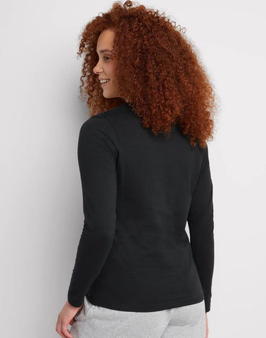 Hanes Women's Long Sleeve Cotton V-Neck T-Shirt