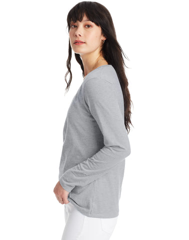 Hanes Women's Long Sleeve Cotton V-Neck T-Shirt