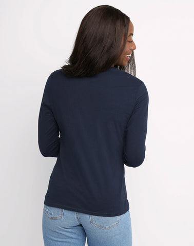 Hanes Women's Long Sleeve Cotton V-Neck T-Shirt