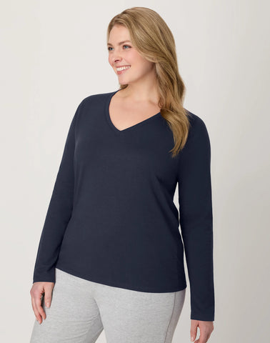 Hanes Women's Long Sleeve Cotton V-Neck T-Shirt