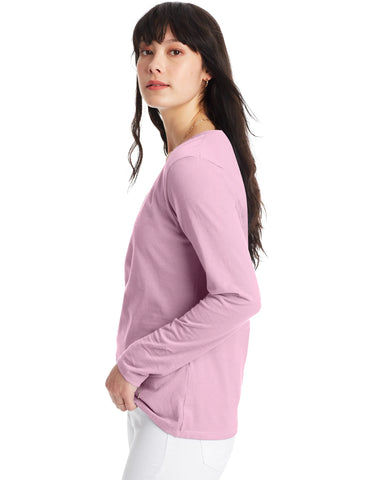 Hanes Women's Long Sleeve Cotton V-Neck T-Shirt