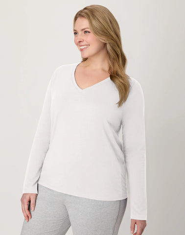 Hanes Women's Long Sleeve Cotton V-Neck T-Shirt