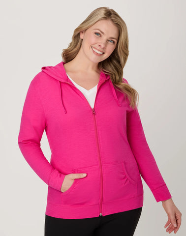 Hanes Women's Slub Jersey Full Zip Hoodie