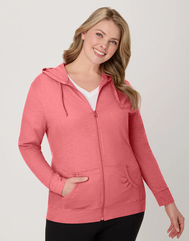 Hanes Women's Slub Jersey Full Zip Hoodie