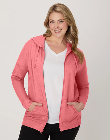 Hanes Women's Slub Jersey Full Zip Hoodie
