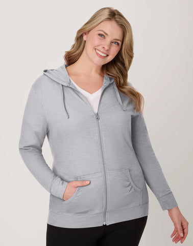 Hanes Women's Slub Jersey Full Zip Hoodie