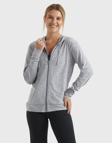 Hanes Women's Slub Jersey Full Zip Hoodie