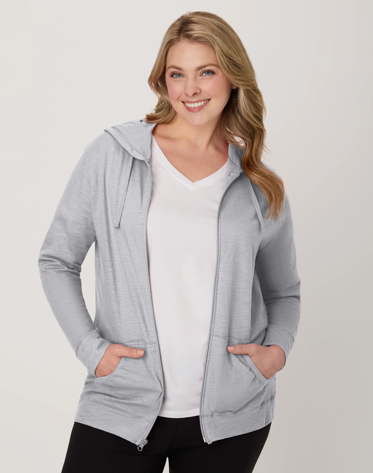 Hanes Women's Slub Jersey Full Zip Hoodie
