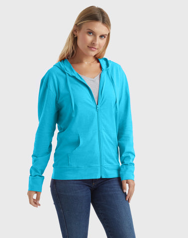 Hanes Women's Slub Jersey Full Zip Hoodie