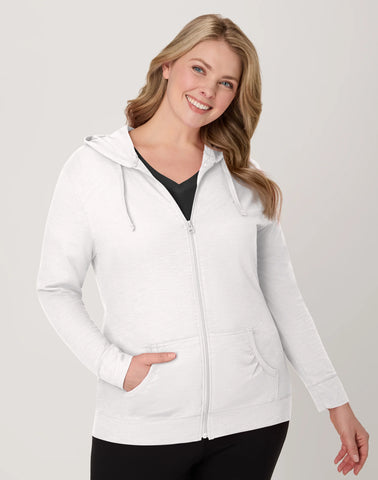 Hanes Women's Slub Jersey Full Zip Hoodie