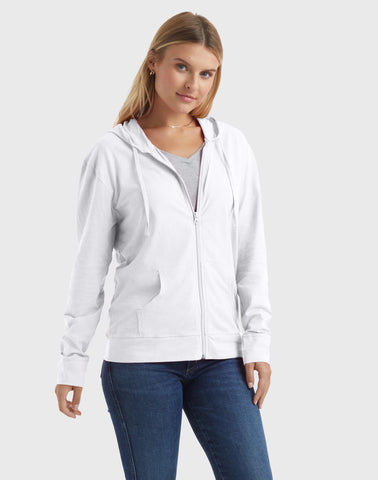 Hanes Women's Slub Jersey Full Zip Hoodie