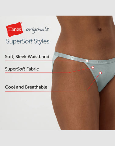 Hanes Originals Women's SuperSoft String Bikini Underwear, 3-Pack